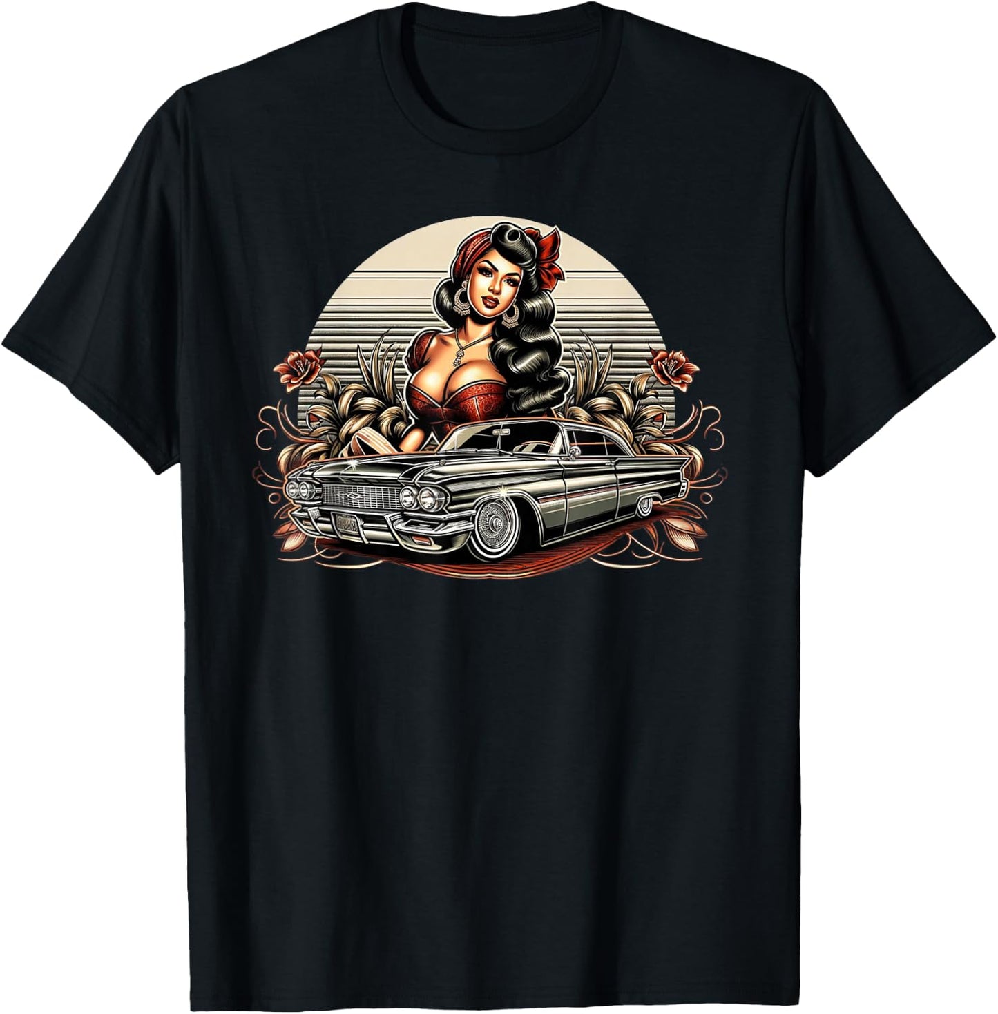 Mexican Street Culture Lowrider Beautiful Latina Chola Model T-Shirt - T-Shirt | Black