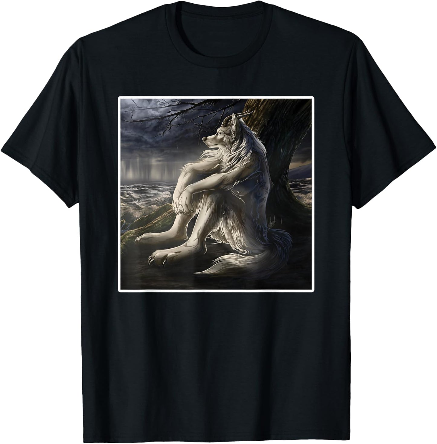Sitting Wolf Meme T-Shirt - T-Shirt | Black