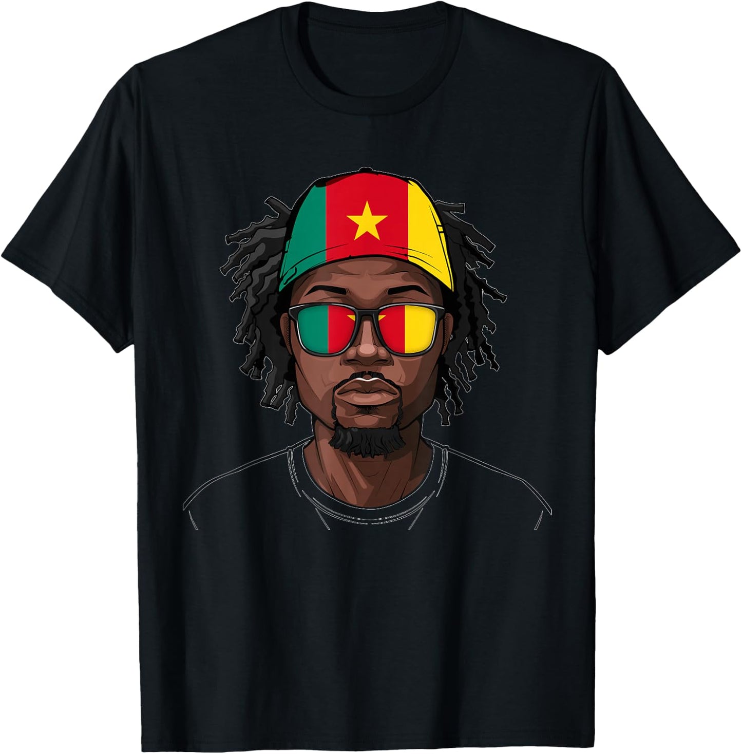 Cameroonian Flag Souvenirs Man Uniform Cap Boy Cameroon T-Shirt - T-Shirt | Black