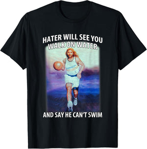 Retro Haters Will See You Walk Jesus On The Water Motivation T-Shirt - T-Shirt | Black