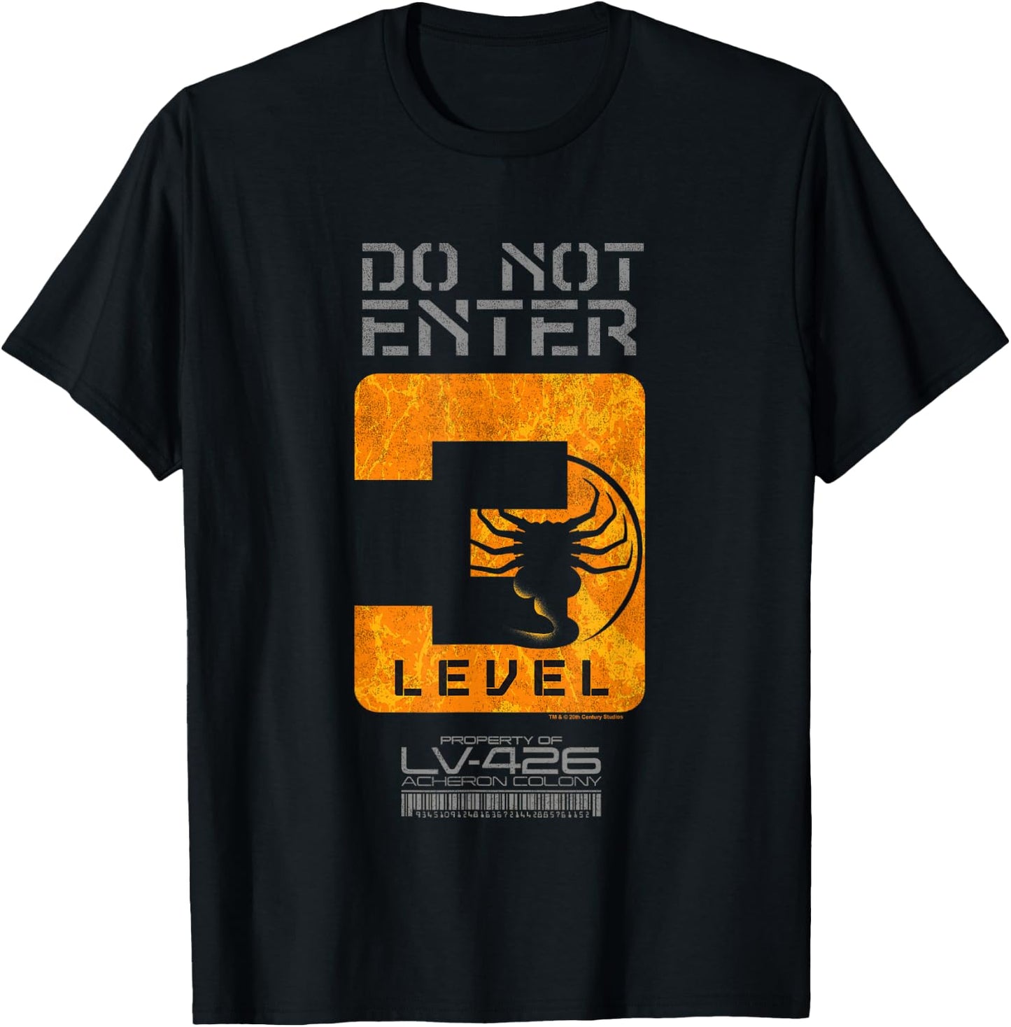 Aliens Do Not Enter Level 3 Face Hugger Silhouette Poster T-Shirt - T-Shirt | Black