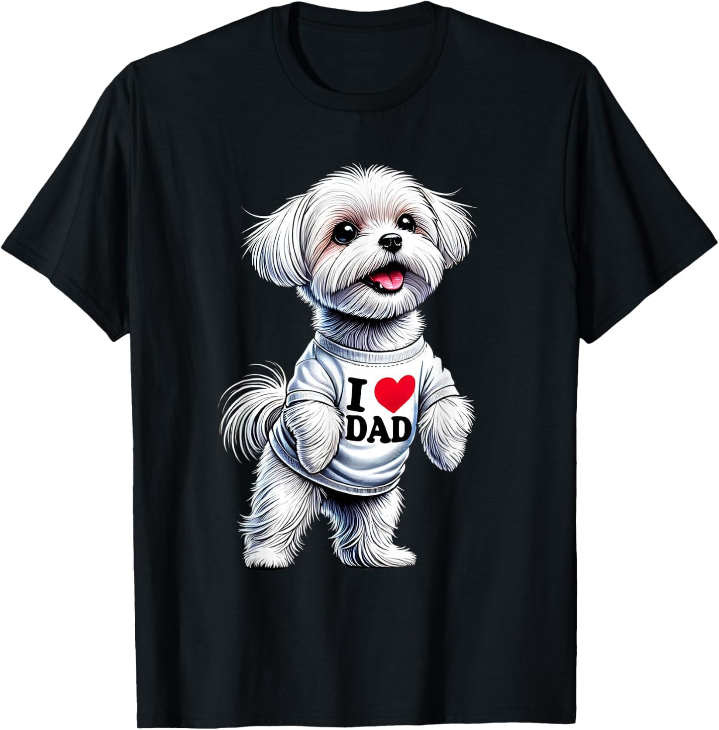 Maltese Dad I Love Dad Maltese Lover T-Shirt - T-Shirt | Black
