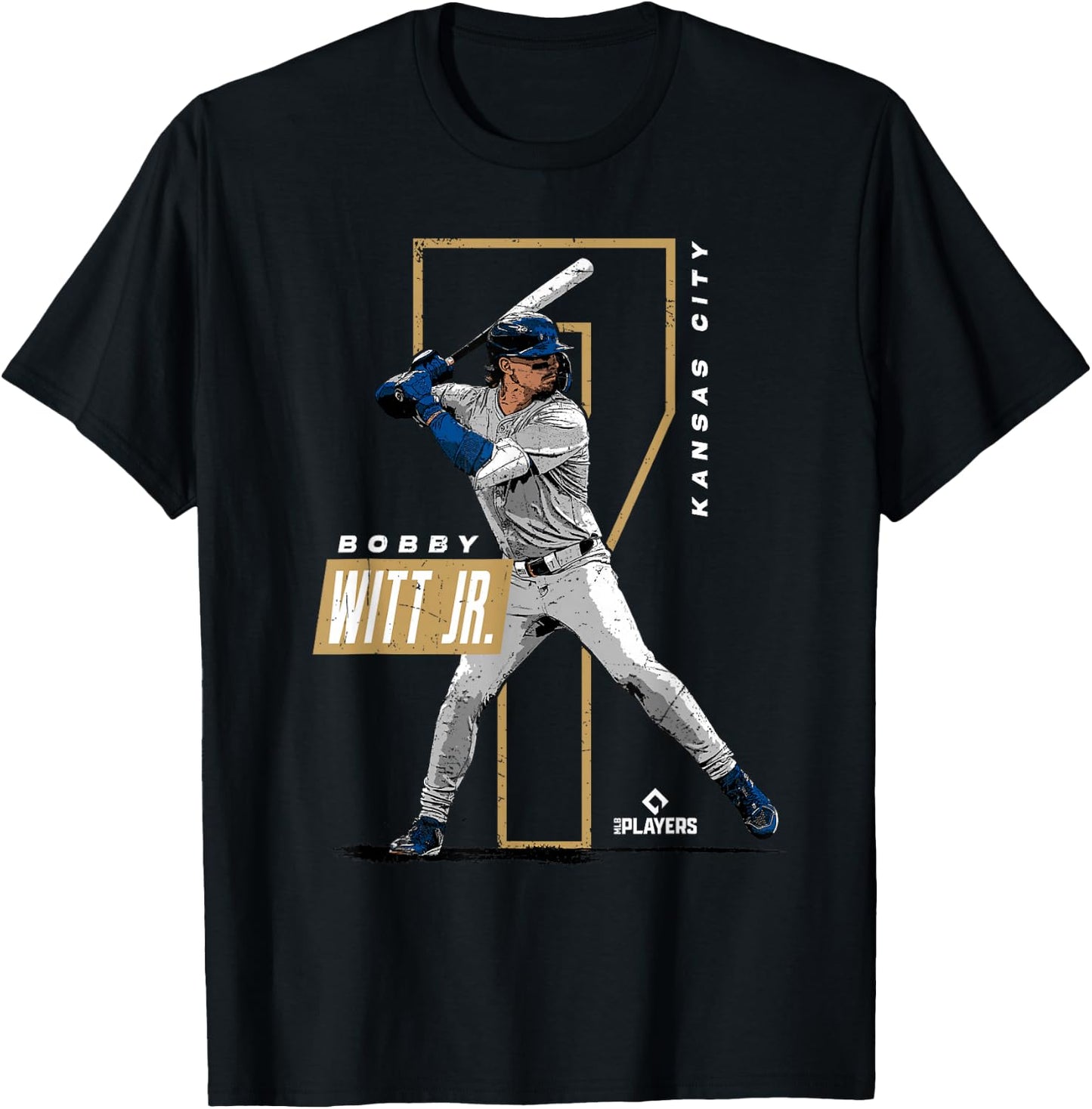 Bobby Witt Jr. | Kansas City Baseball Players | MLBWIT3002 T-Shirt - T-Shirt | Black