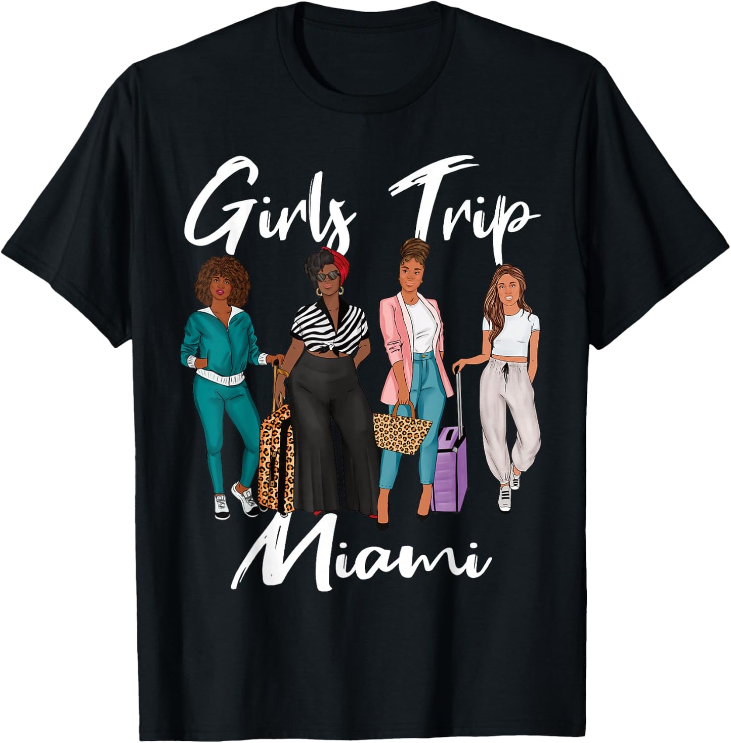 Girls Trip Miami For Melanin Afro Black Vacation Women T-Shirt - T-Shirt | Black