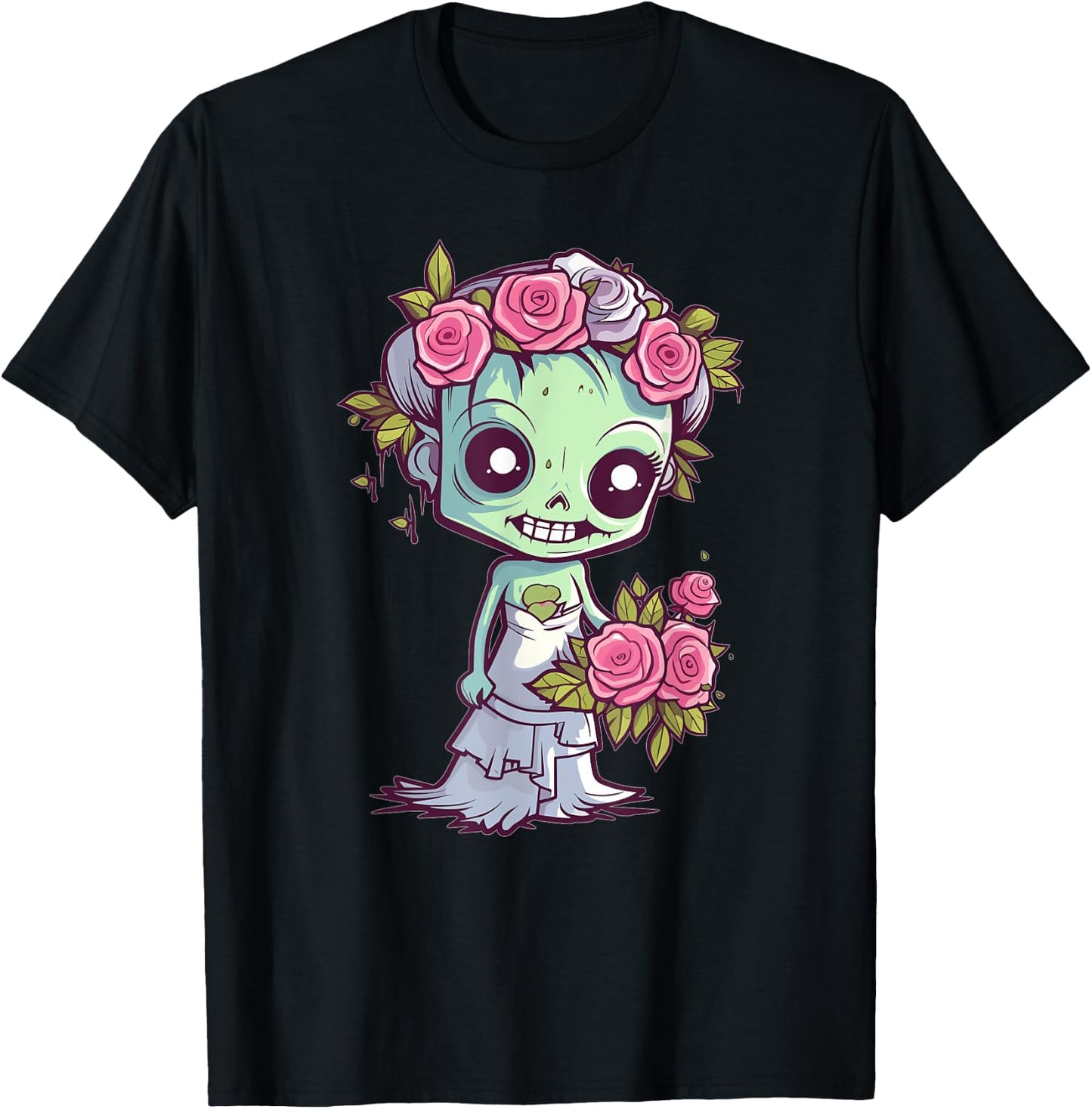 Cute Zombie With Flower I Kids Zombie T-Shirt - T-Shirt | Black