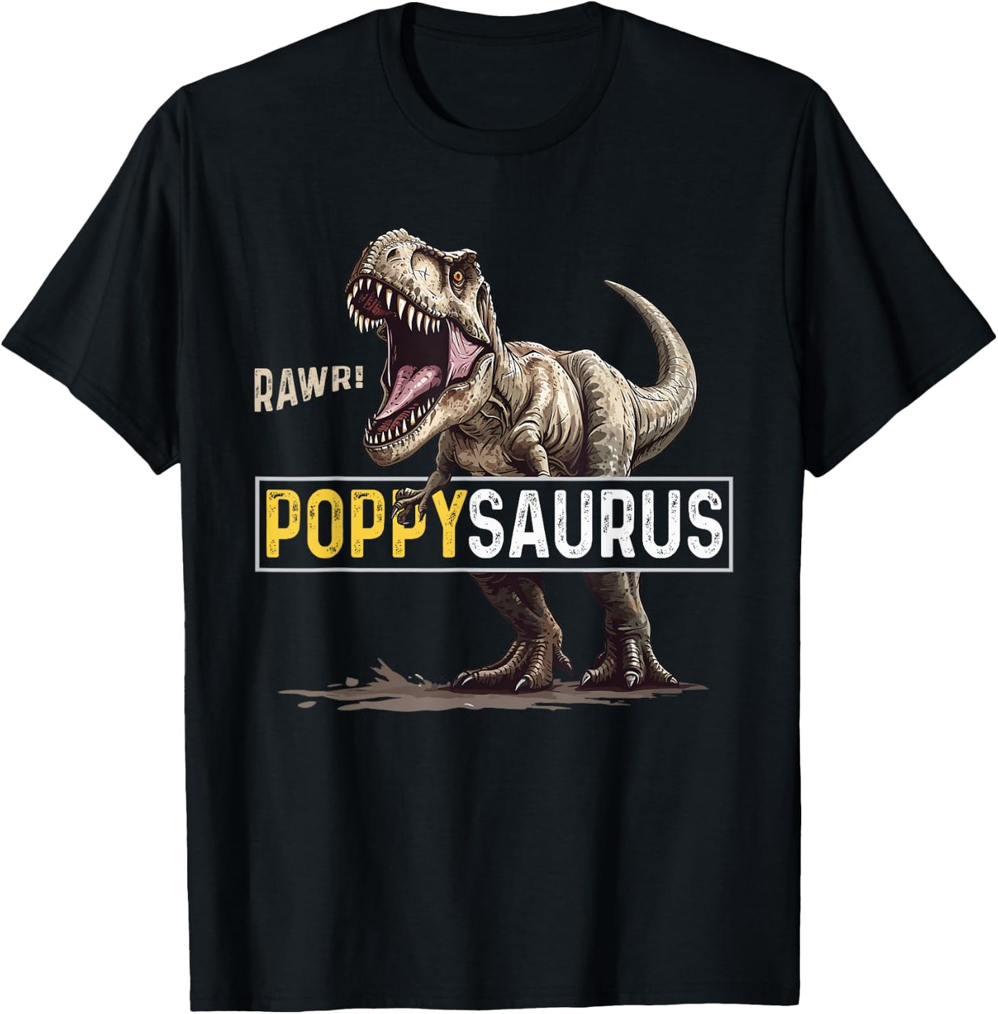 Poppy saurus T Rex Dino For Dinosaur Lover's Birthday T-Shirt - T-Shirt | Black