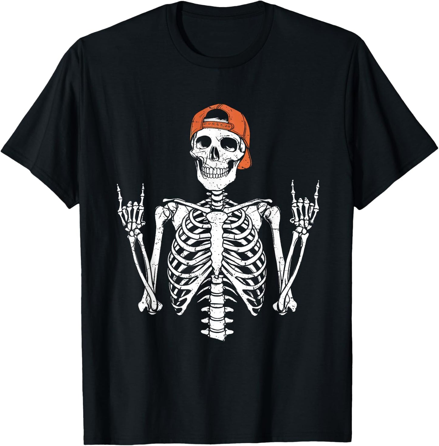 Rocker Skeleton Cap Skater Halloween Rock Boys Kids T-Shirt - T-Shirt | Black