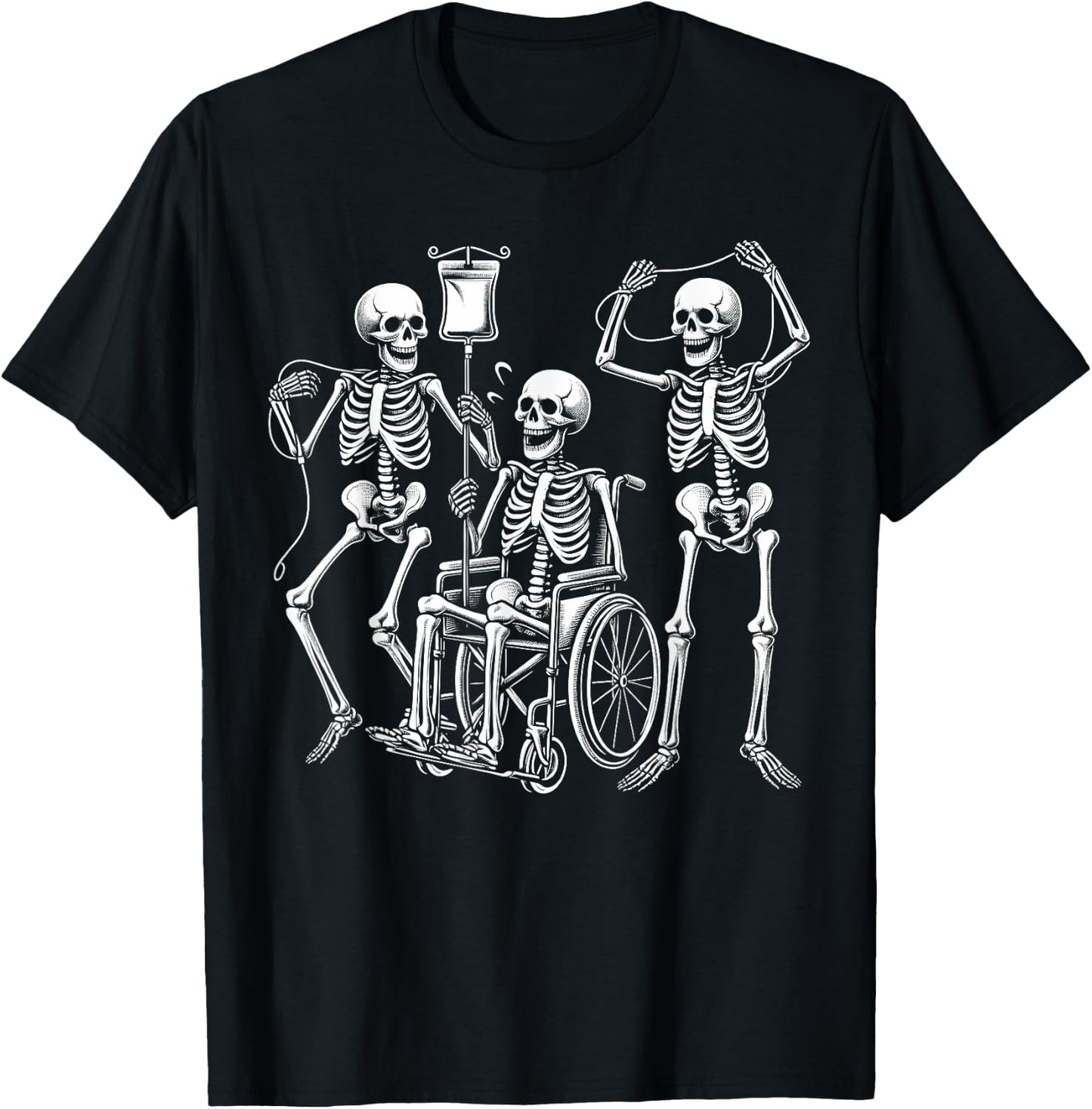Nurse Skeletons Funny Halloween Hospital Healthcare Crew T-Shirt - T-Shirt | Black