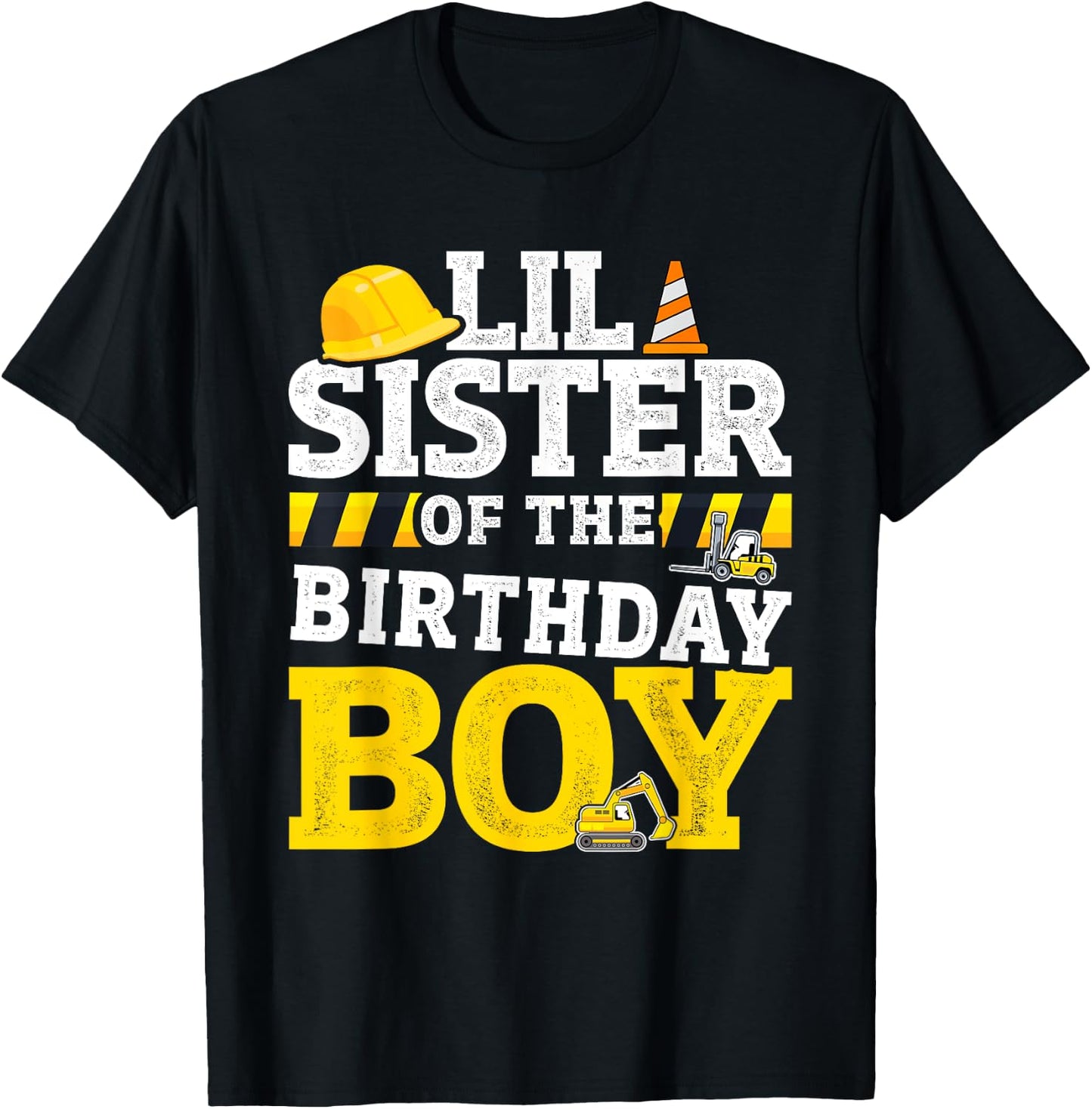 Lil sister birthday boy matching family construction party T-Shirt - T-Shirt | Black