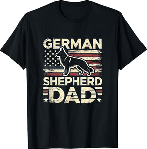 German Shepherd Dad Shirt American Flag German Shepherds T-Shirt - T-Shirt | Black