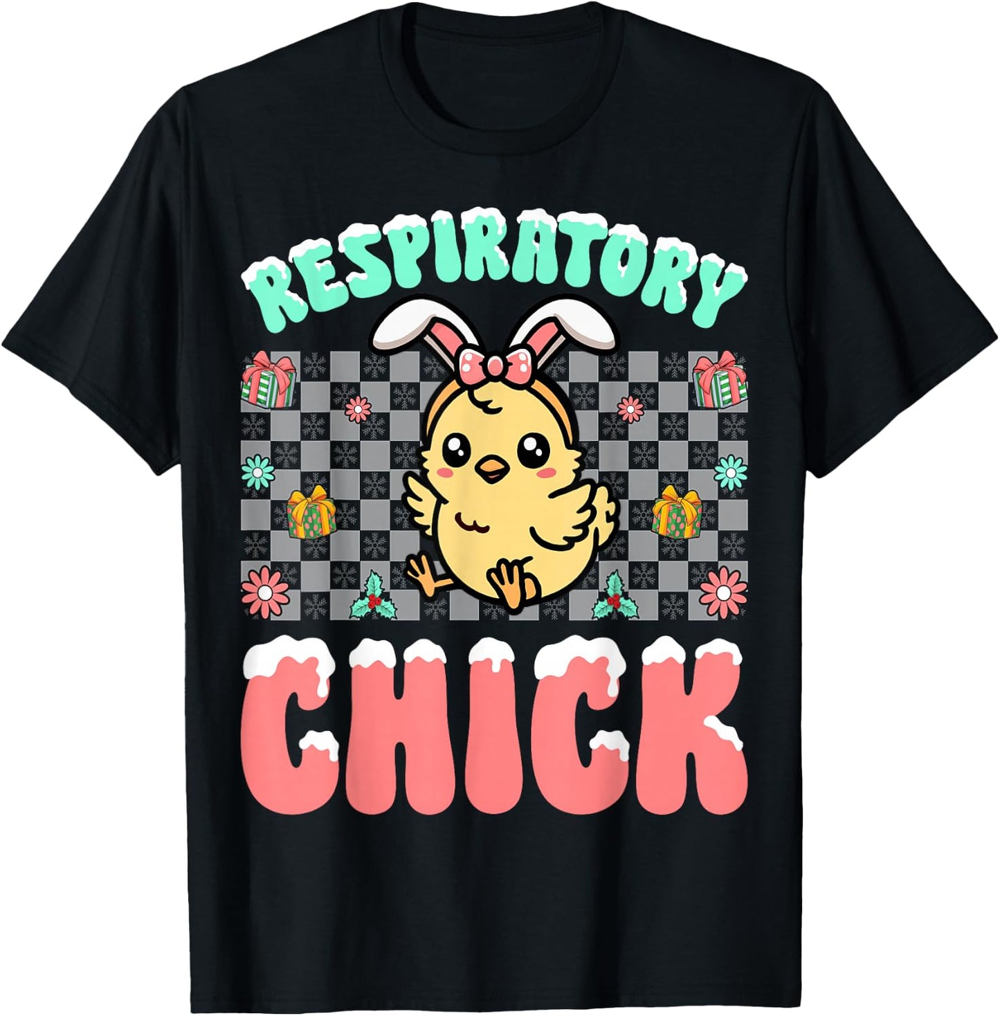 Respiratory Chick Easter Respiratory Therapist Christmas T-Shirt - T-Shirt | Black