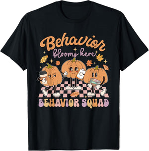 Behavior Blooms Here Behavior Squad Pumpkin Day T-Shirt - T-Shirt | Black