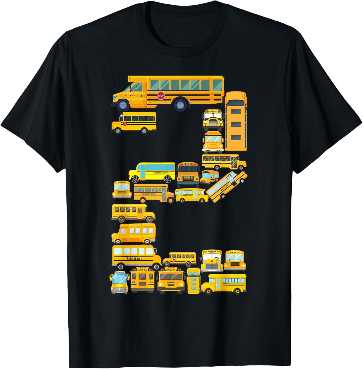 Toddler 2nd Birthday School Bus Themed 2 Year Old Boys Kids T-Shirt - T-Shirt | Black