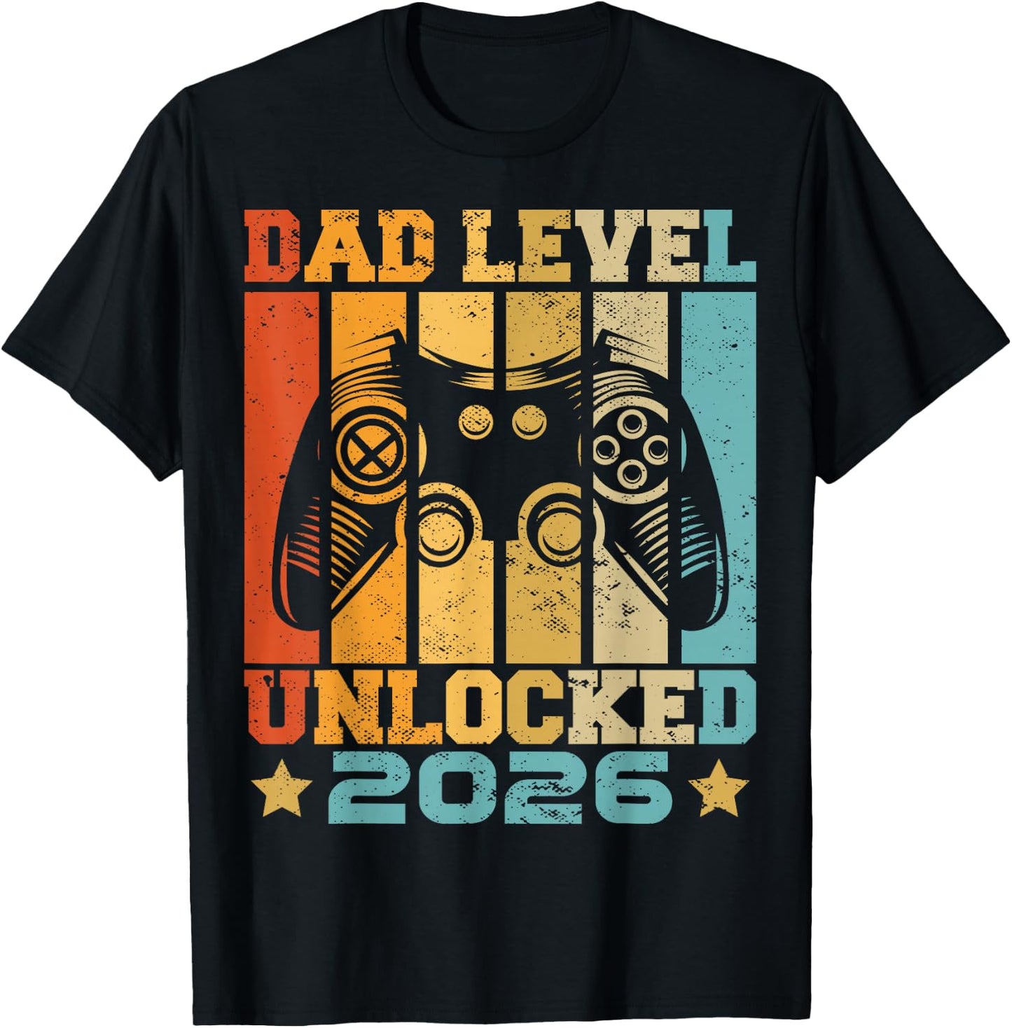 Dad Level Unlocked 2026 Baby Announcement Daddy Gaming T-Shirt - T-Shirt | Black