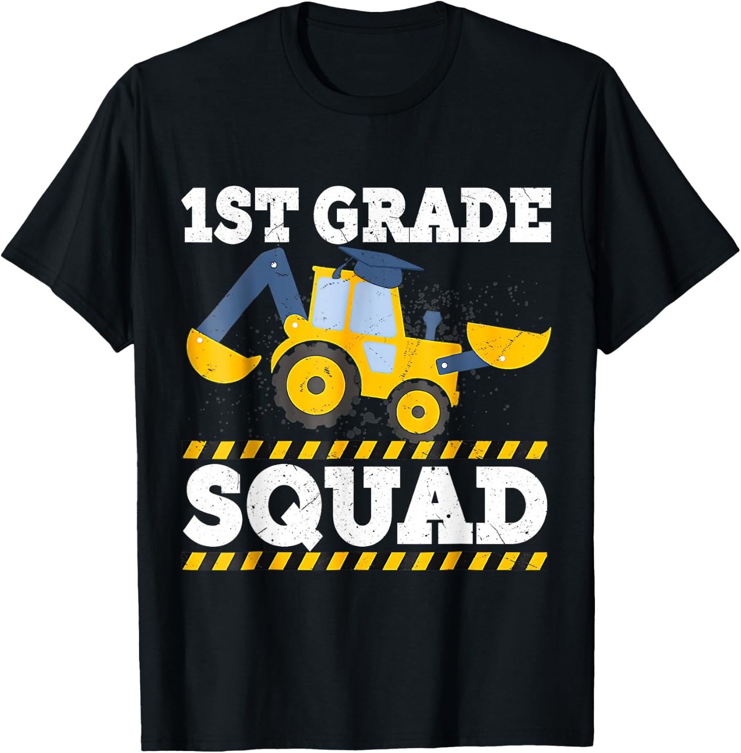 Construction Truck 1st Grade Squad Crew Excavator Graduation T-Shirt - T-Shirt | Black