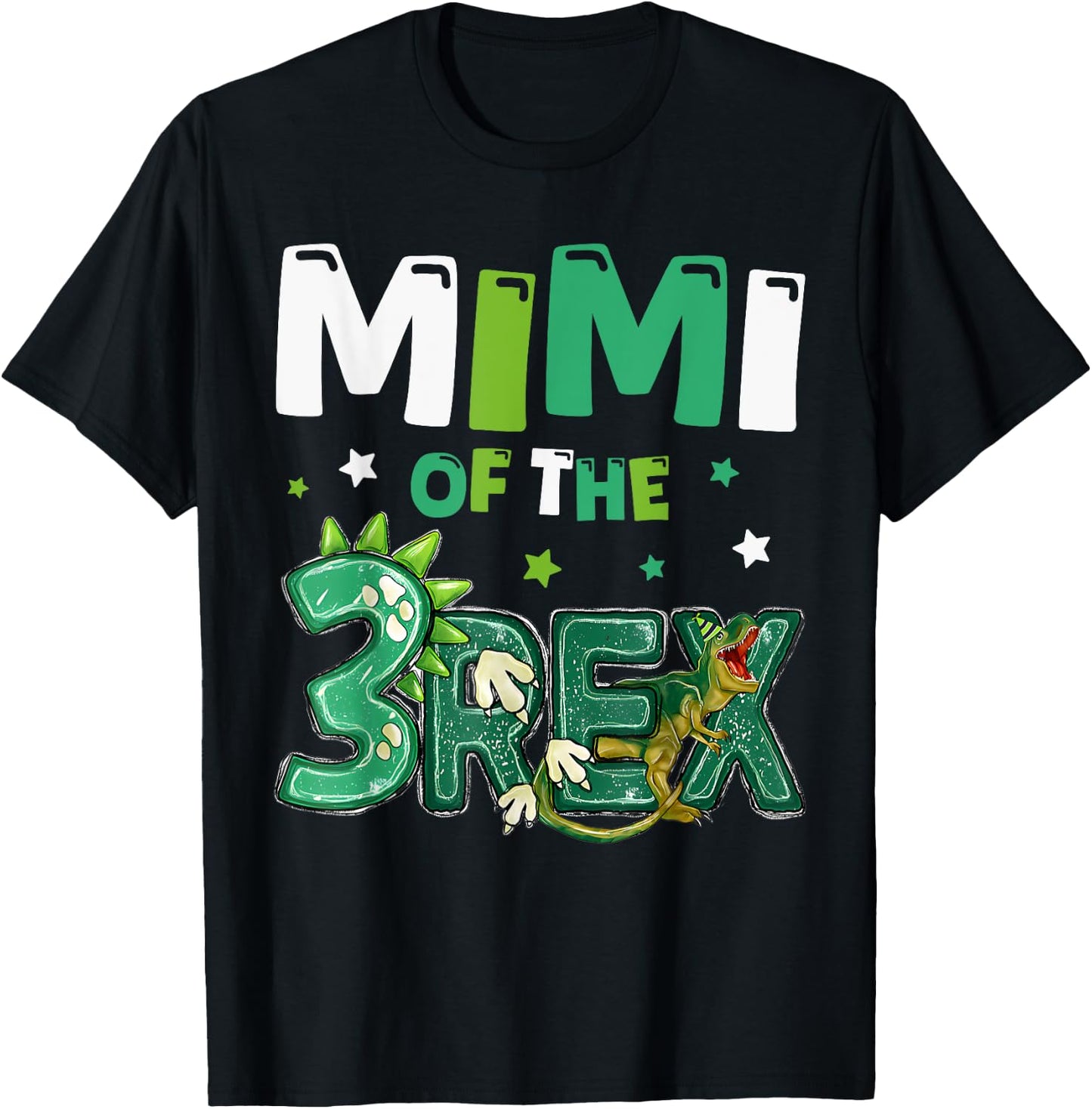Mimi of the Three Rex Birthday Dinosaur Family Matching T-Shirt - T-Shirt | Black