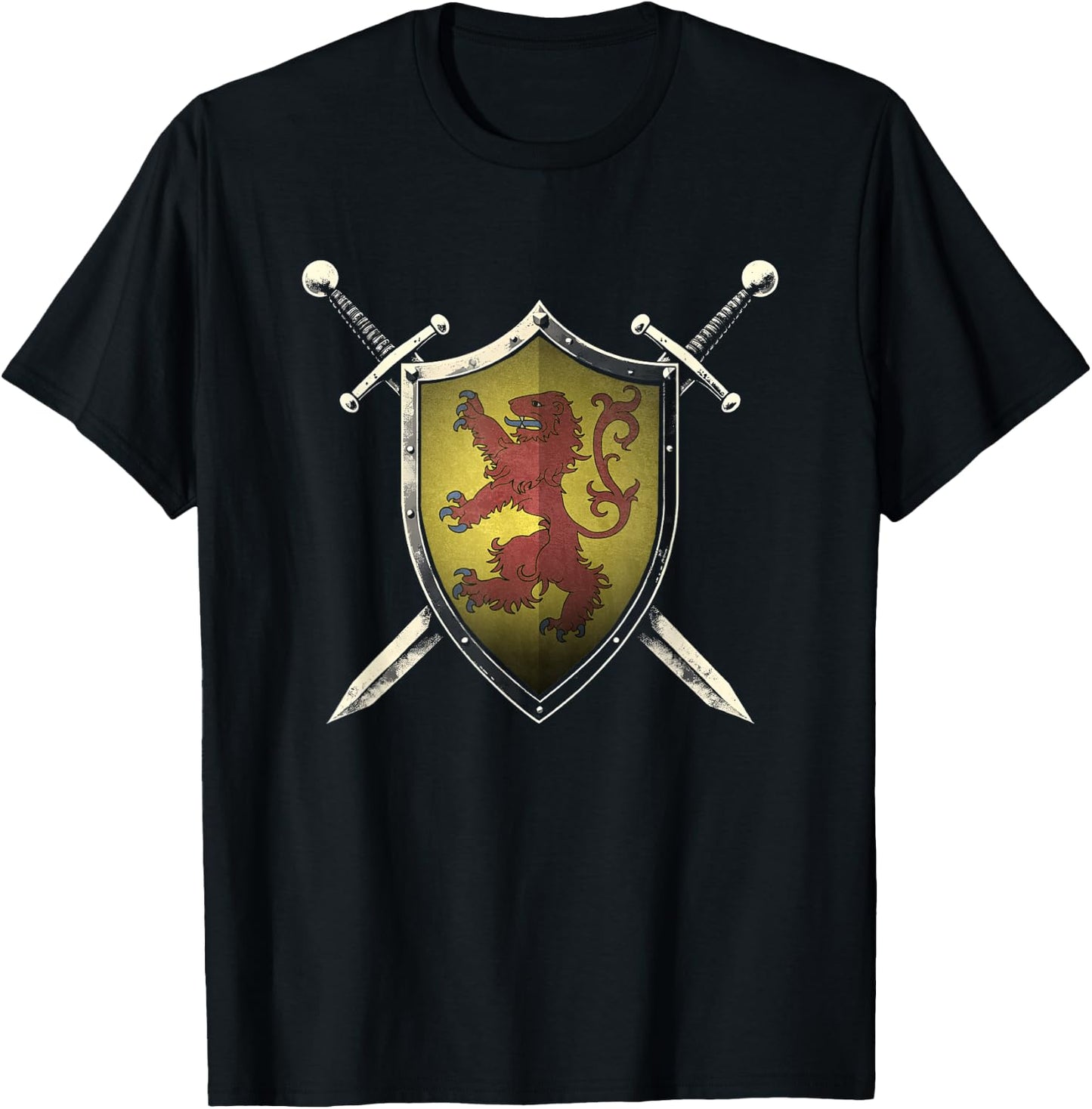 Scotland Medieval Knight Shield Scottish Flag T-Shirt - T-Shirt | Black