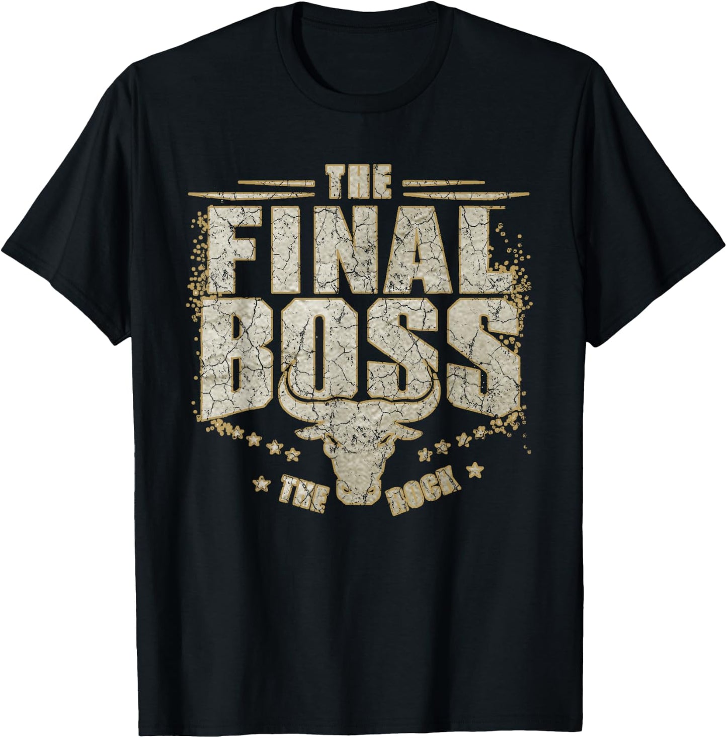 The Final Boss Vintage Rock Music Final Boss Gamer Bull Head T-Shirt - T-Shirt | Black
