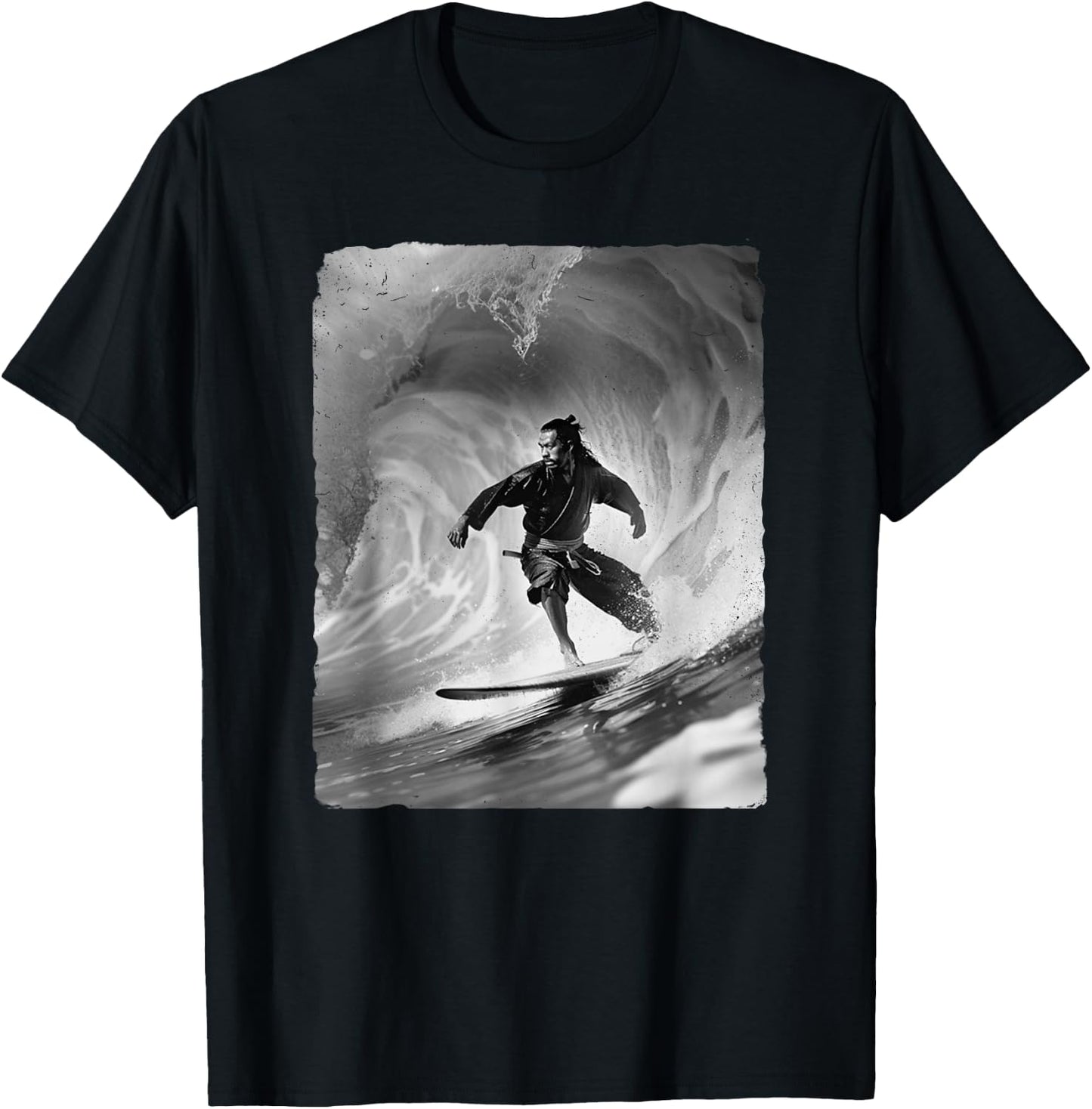 Samurai Surfing Ninja Surf Wave Japanese Summer Awesome Fun Women Kids T-Shirt - T-Shirt | Black