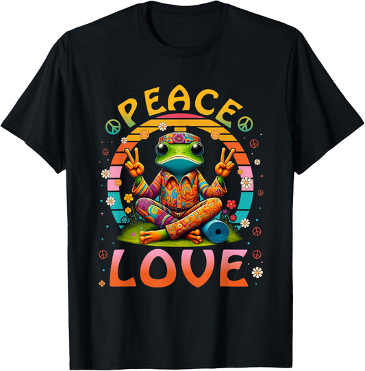 Cool Retro Peace Frog Tie Dye T-Shirt - T-Shirt | Black