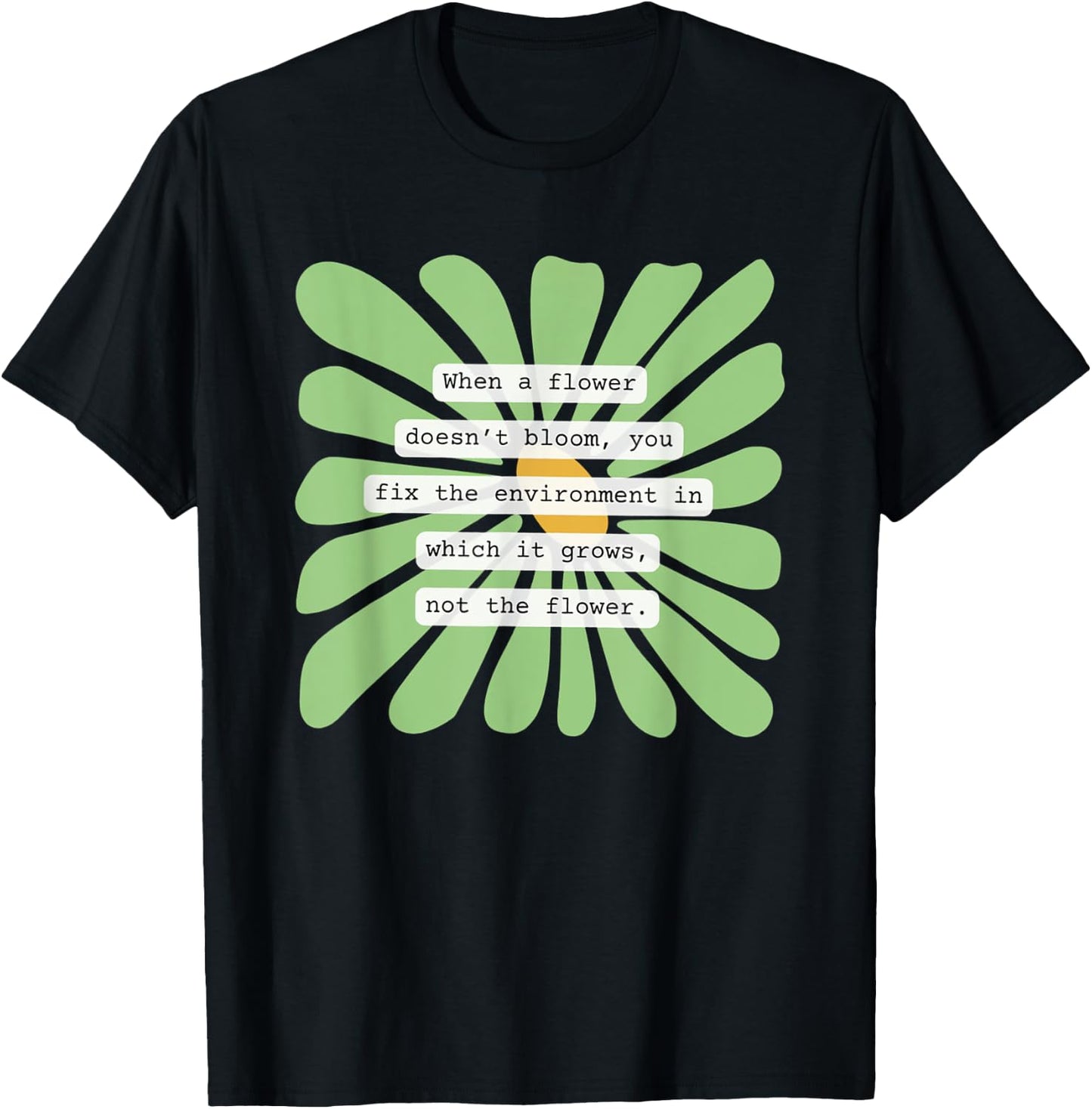 Women Environmental Behavioral Therapy Floral BCBA ABA RBT T-Shirt - T-Shirt | Black