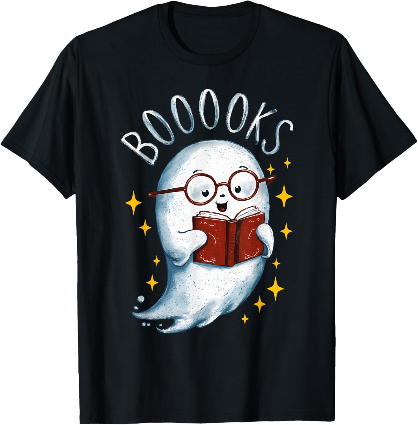 Booooks Ghost Funny Halloween Teacher Book Library Reading T-Shirt - T-Shirt | Black