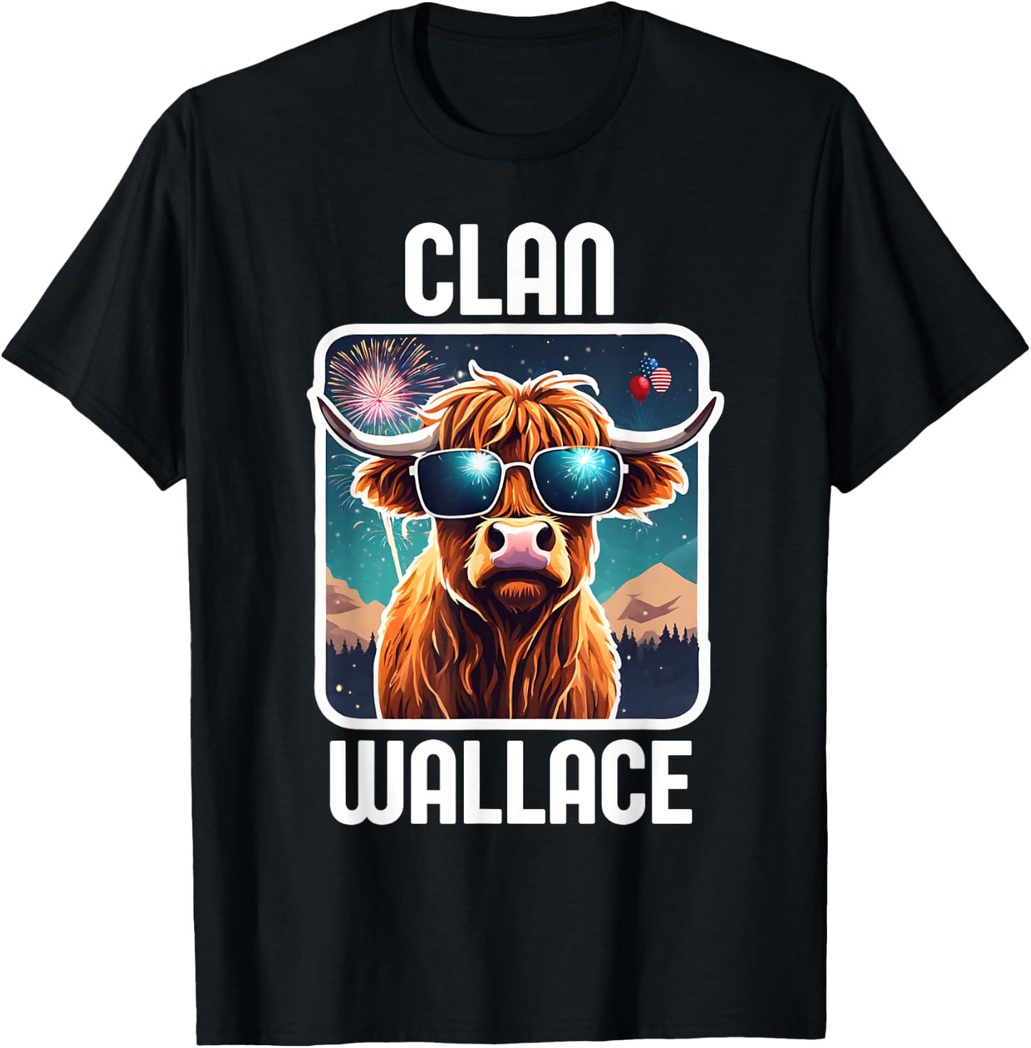 Wallace Clan 4th July Scottish Family Name USA Party T-Shirt - T-Shirt | Black