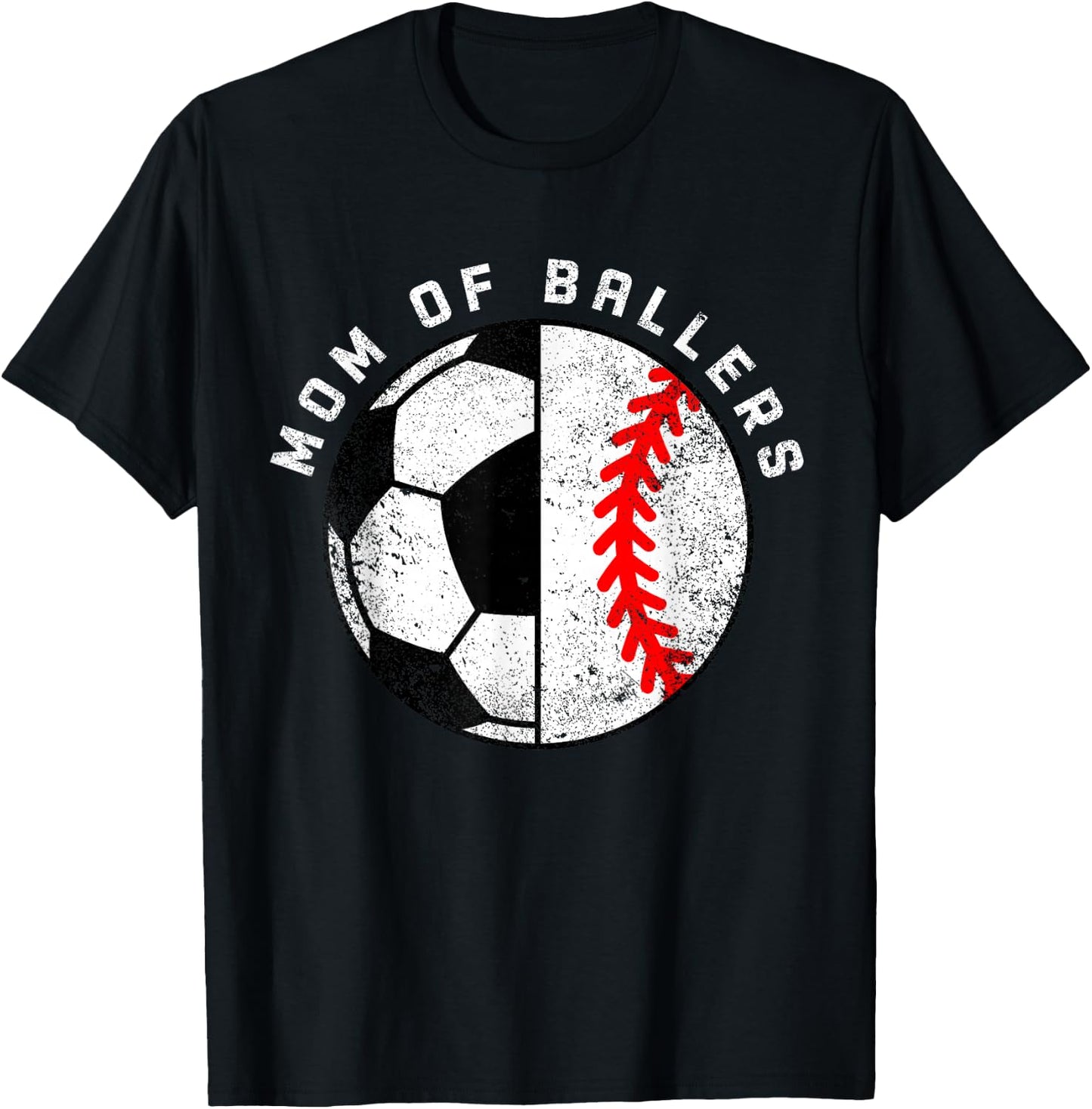 Mom Of Ballers Funny Soccer Baseball Mom T-Shirt - T-Shirt | Black