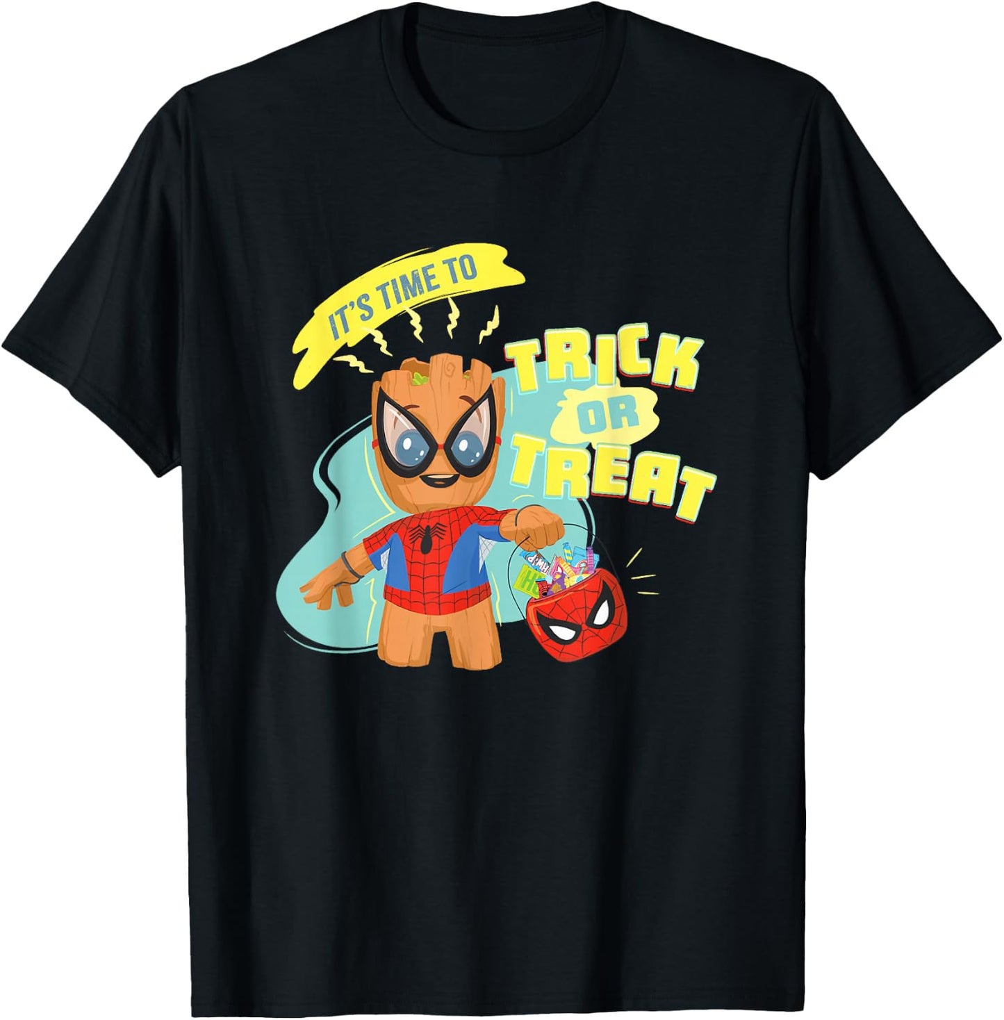 Marvel Classic Halloween Time To Trick Or Treat Baby Groot T-Shirt - T-Shirt | Black