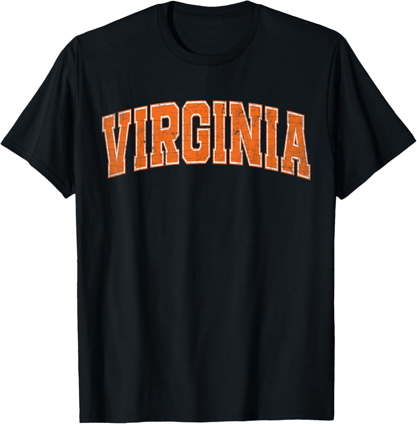 Virginia State Retro Orange Vintage Text T-Shirt - T-Shirt | Black