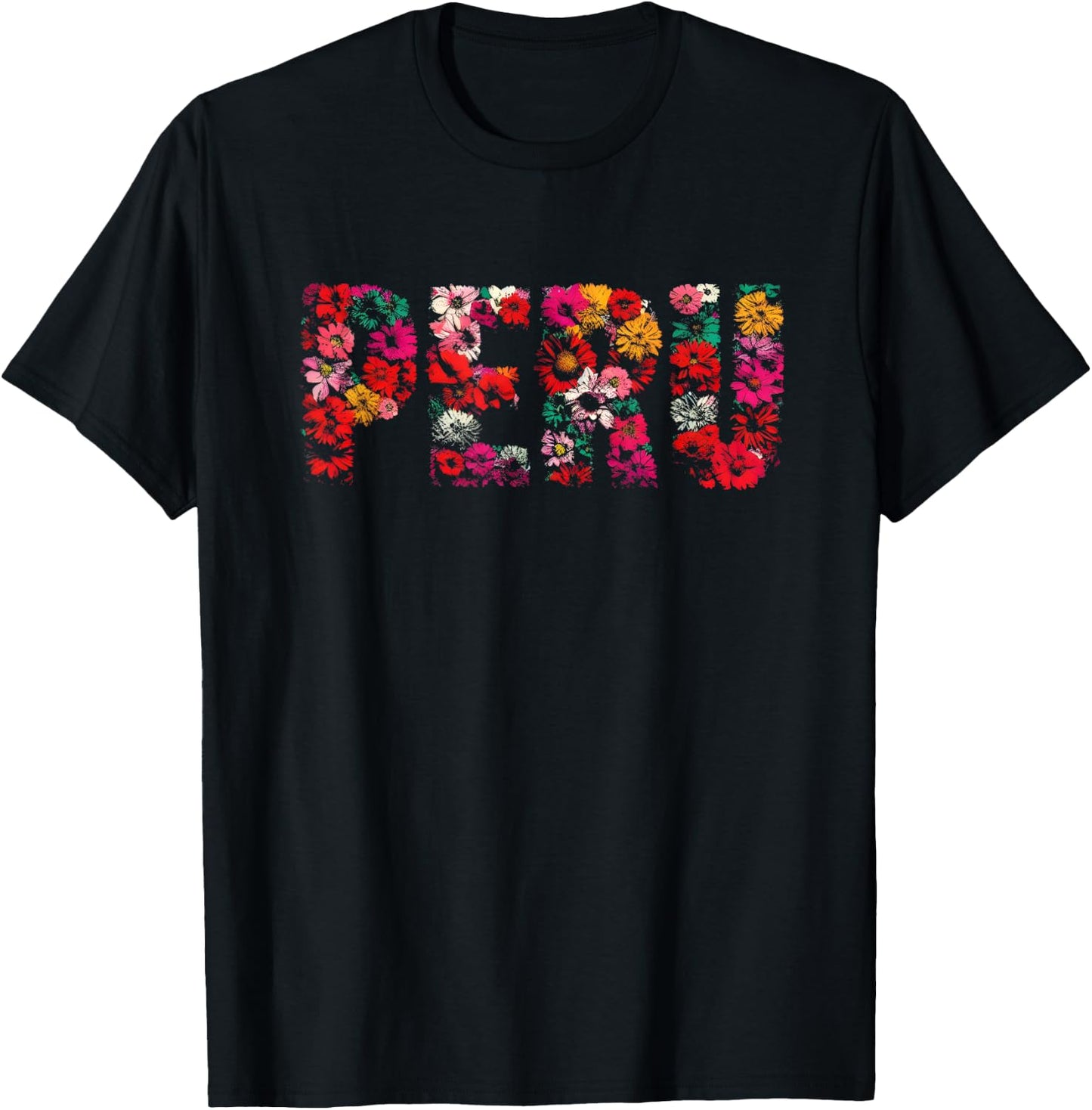 Peru Lover - Floral Peruvian Vacation Souvenir , Small, Black T-Shirt - T-Shirt | Black