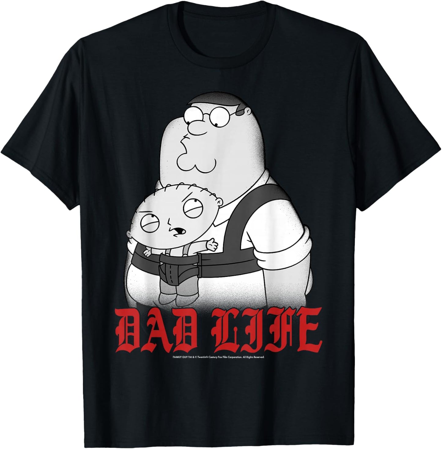 Family Guy Peter Stewie Dad Life Distressed Big Chest Logo T-Shirt - T-Shirt | Black