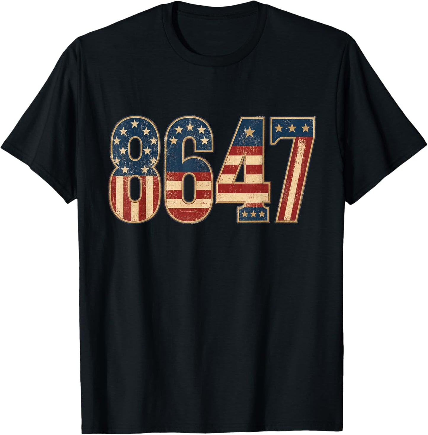 86 47 Vintage Patriotic Number Graphic Design T-Shirt - T-Shirt | Black