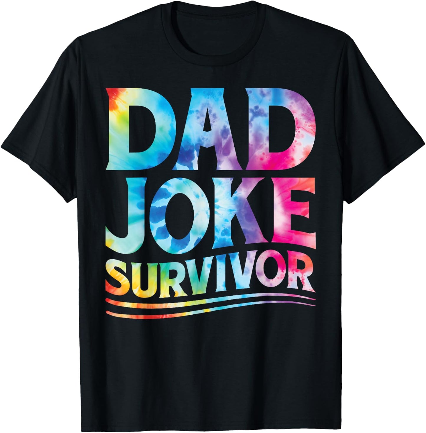 Kids Dad Joke Survivor Tie Dye Matching Father Son Dad Jokes T-Shirt - T-Shirt | Black