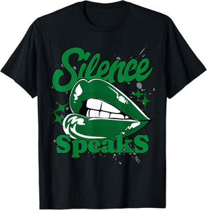 Silence Speaks Lucky Green 5s Matching Women T-Shirt - T-Shirt | Black