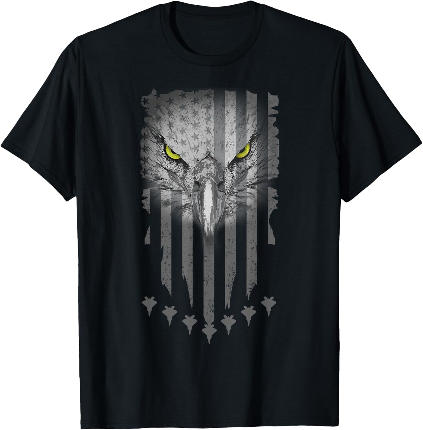 Patriotic Eagle Fighter Jets Fourth of July American Flag T-Shirt - T-Shirt | Black