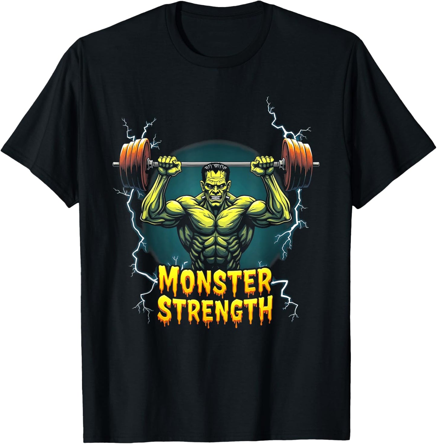 Frankenstein Monster Halloween Gym Workout Monster Strength T-Shirt - T-Shirt | Black