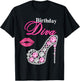 Hot Pink Lips Gifts High Heel Afro Diva Birthday Melanin T-Shirt - T-Shirt | Black