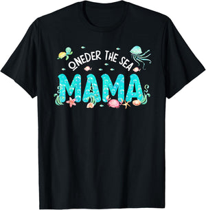 Under Sea Mama Birthday Girl Boy Matching Family Party T-Shirt - T-Shirt | Black