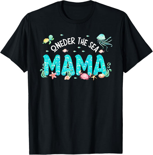 Under Sea Mama Birthday Girl Boy Matching Family Party T-Shirt - T-Shirt | Black