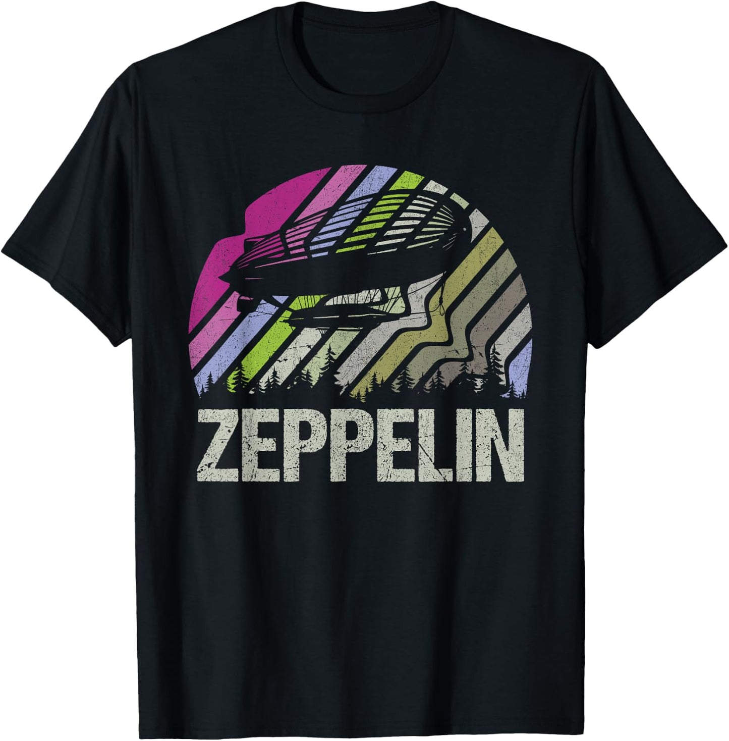 Retro Vintage Zeppelin Airship Aviation Blimp Men Women Kids T-Shirt - T-Shirt | Black
