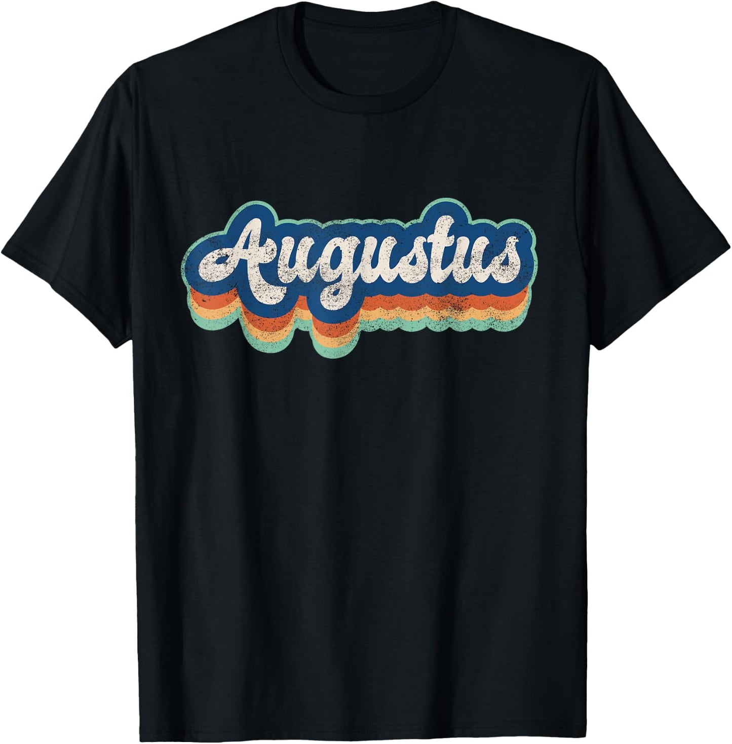 Augustus First Name Boy Vintage Style 70s 80s Personalized T-Shirt - T-Shirt | Black