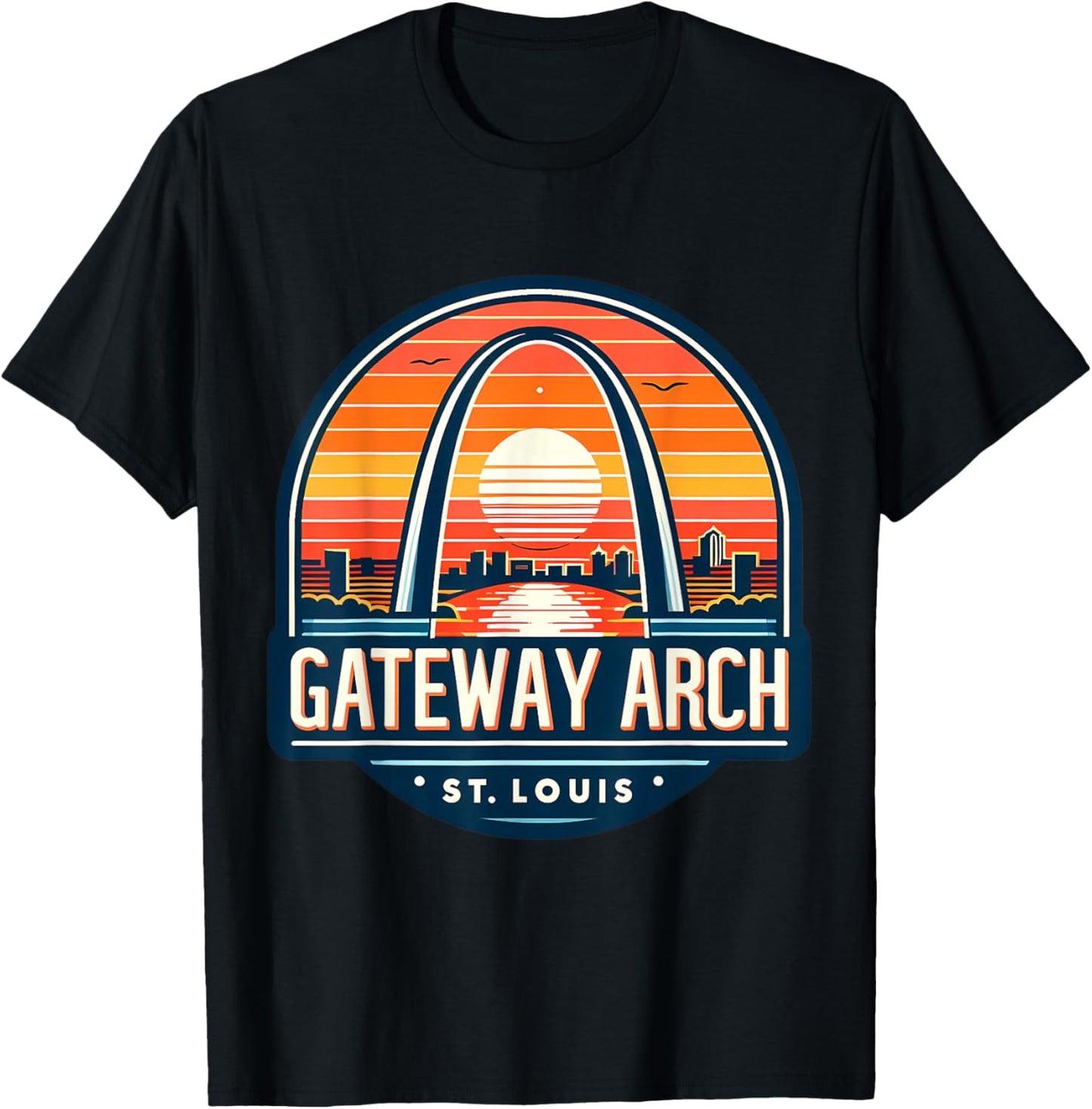 Adult Missouri Gateway Arch Vintage Black Small T-Shirt - T-Shirt | Black