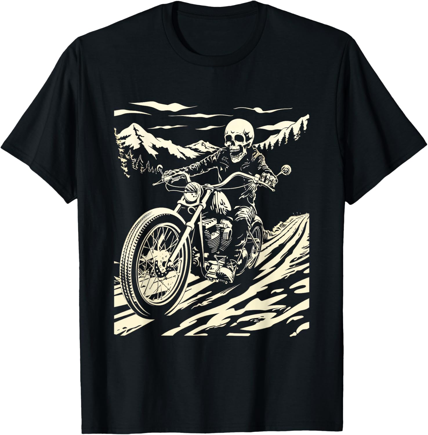 Skeleton Vintage Motorcycle Skeleton rider T-Shirt - T-Shirt | Black