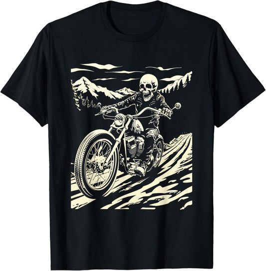 Skeleton Vintage Motorcycle Skeleton rider T-Shirt - T-Shirt | Black