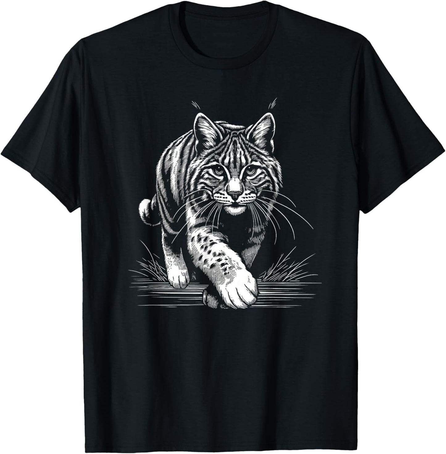 Running Bobcat Graphic Design and Men T-Shirt - T-Shirt | Black