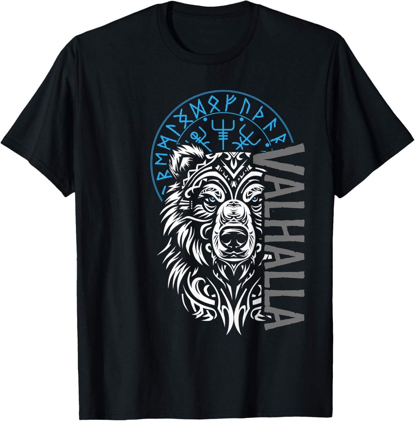 Valhalla & Viking Compass - Nordic Bear Design T-Shirt - T-Shirt | Black