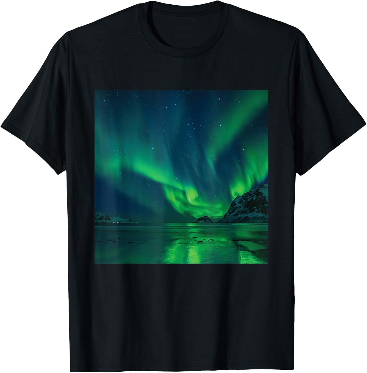 Aurora Borealis I Polar Lights Iceland Vacation T-Shirt - T-Shirt | Black