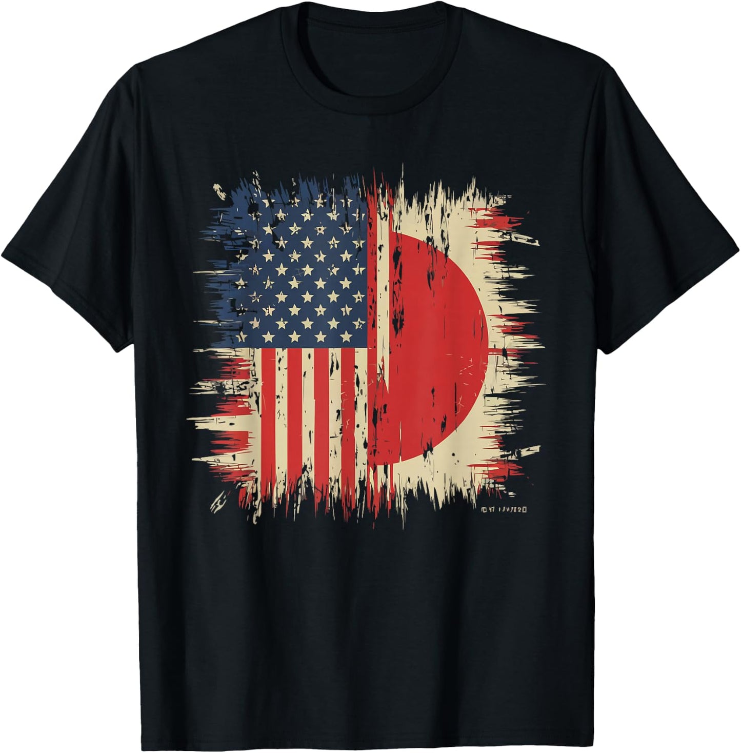 Half Japanese Half American USA Flag Japan America T-Shirt - T-Shirt | Black