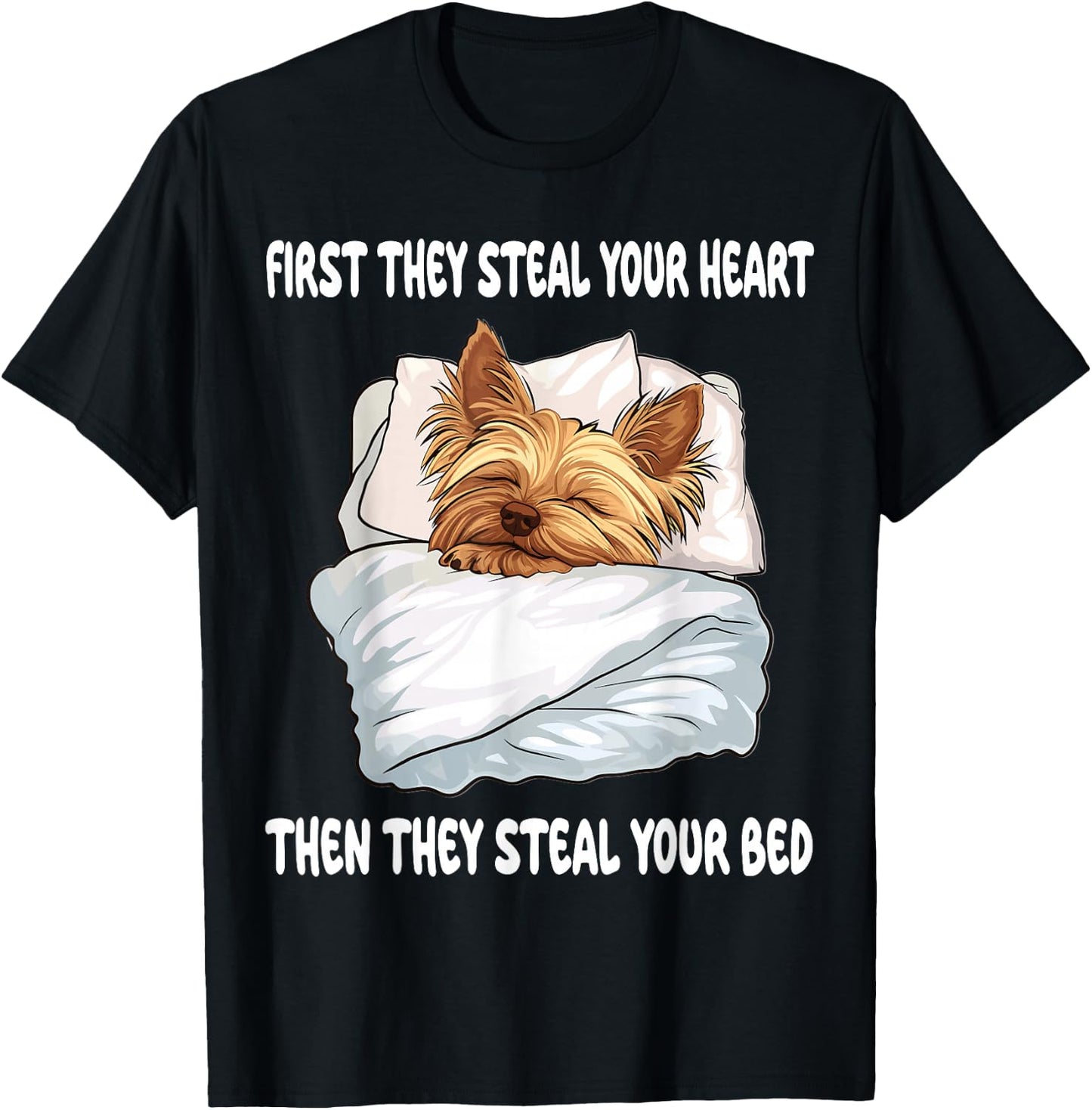 Yorkshire Terrier Yorkie Sleeping Pajamas Nightgown T-Shirt - T-Shirt | Black